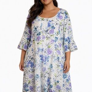 Chris Mclaughlin Floral Midi Dress in Blue and Purple